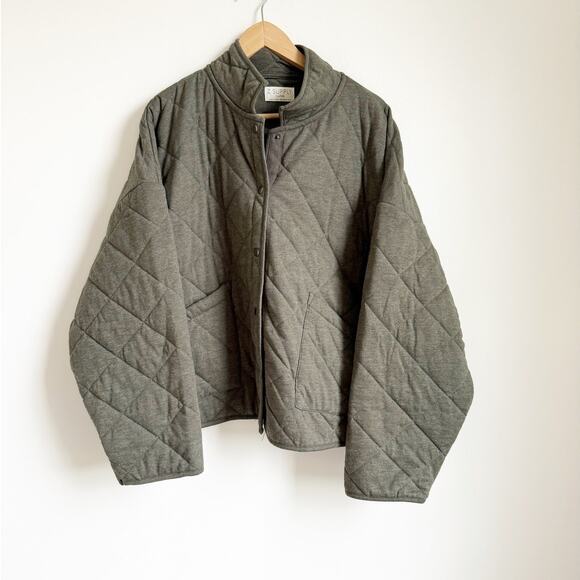 Z Supply Maya Quilted Snap Up Jacket Olive Green XL - Picture 1 of 5